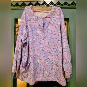 Floral Patterned Button-Up Lab Jacket